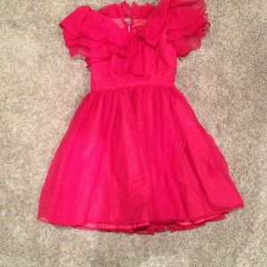 Vintage red ruffle dress