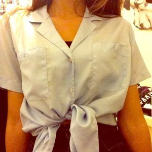 vintage light blue short sleeve button up