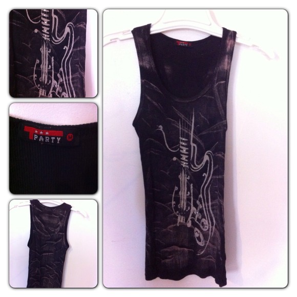 party Tops - ⚠Reserved⚠Rockin black jeweled guitar tank!😎