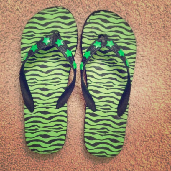 Super cute Green Zebra and Stars Flip Flops!
