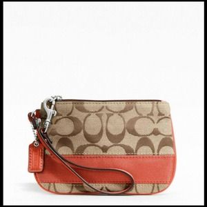 👝👝 NWT Coach Signature Small Wristlet Persimmon!