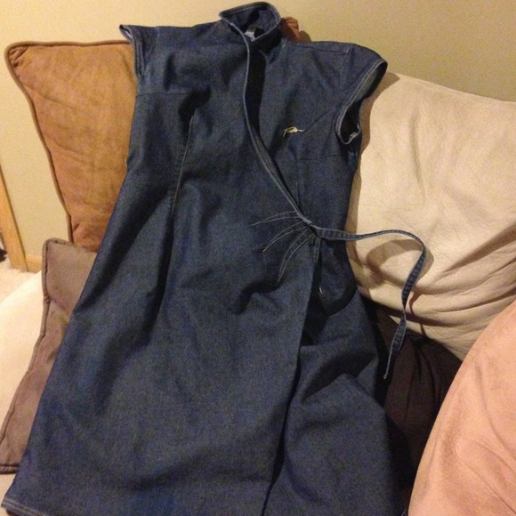 Wrap around blue jean dress.