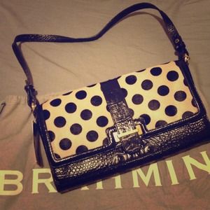 BRAND NEW Brahmin Bryn Black Polka Dot Handbag