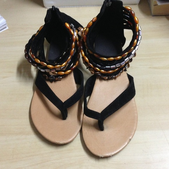 Black bead sandals