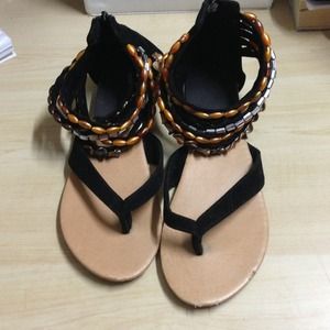 Black bead sandals