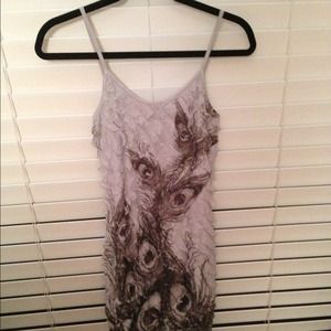 Black n grey short peacock ruffle dress REDUCED