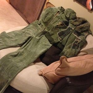 Suade halter Jumpsuit with Jacket and Hat to match