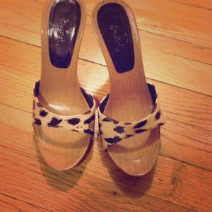 Animal print clog heels
