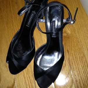 Black silk caparros heels