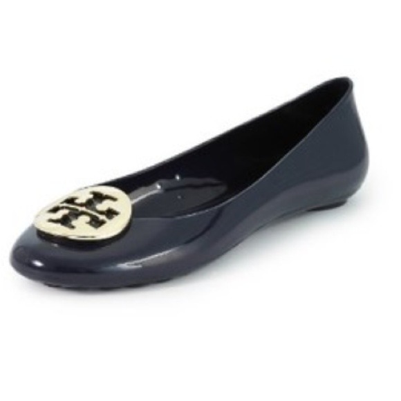 Tory Burch Reva Jelly Flats Black Gold 6 pre-owned