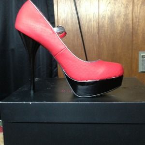 Black , Red and silver pumps