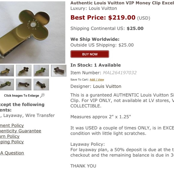 *REDUCED PRICE*Louis Vuitton VIP Bill Clip
