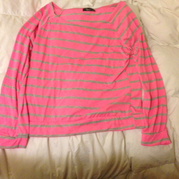 Striped pink and gray long sleeve shirt XL