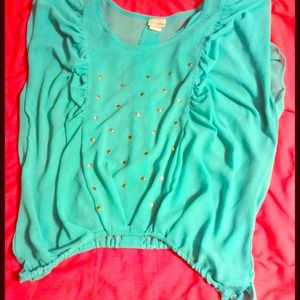 Reserved Daytrip Teal and Gold top