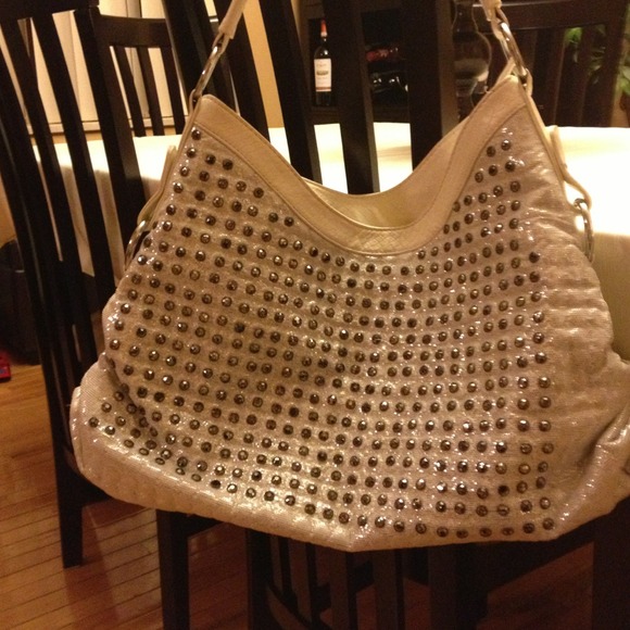 Gorgeous white and silver studded handbag!