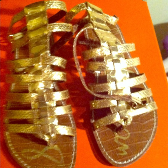 Reduced Sam Edelman gold gladiator sandal