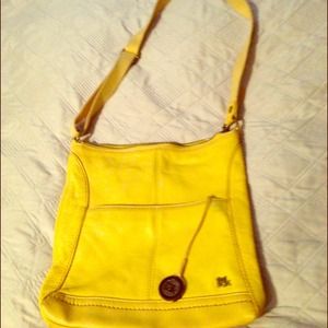 Yellow, cross body purse