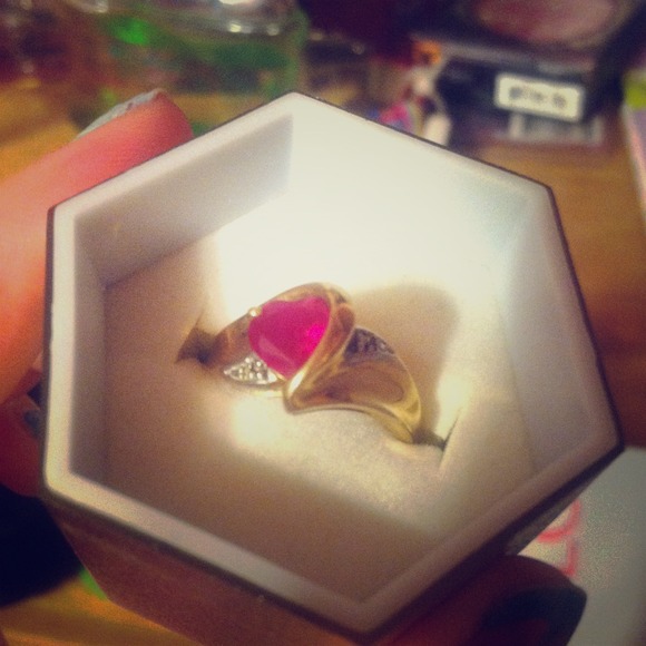 Red heart ring with gold band
