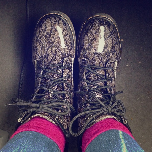 Floral combat boots