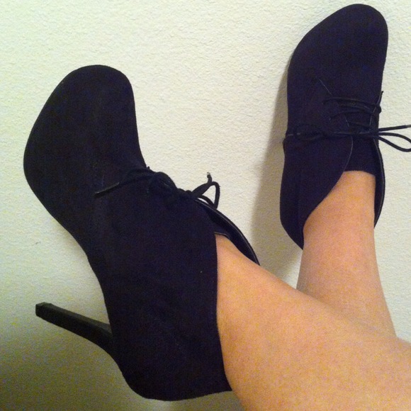 Shoes - Black suede lace up booties-REDUCED