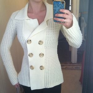 Off white button up sweater