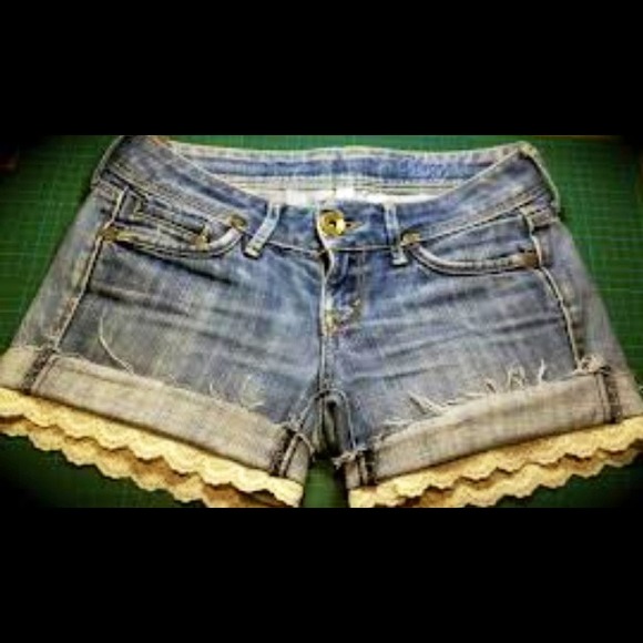 Lace bottom denim shorts - Picture 1 of 1