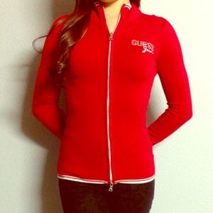 SOLD!! Red guess zip up sweater!!