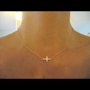 SOLD**** Sideways Cross necklace 14k gold filled