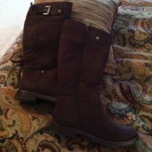 Brown suede boots