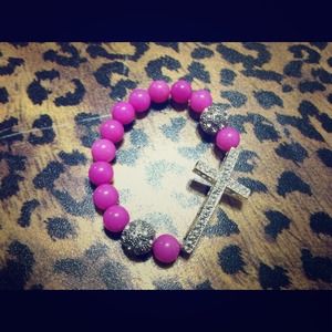 *Shamballa sideway cross bracelet* PINK