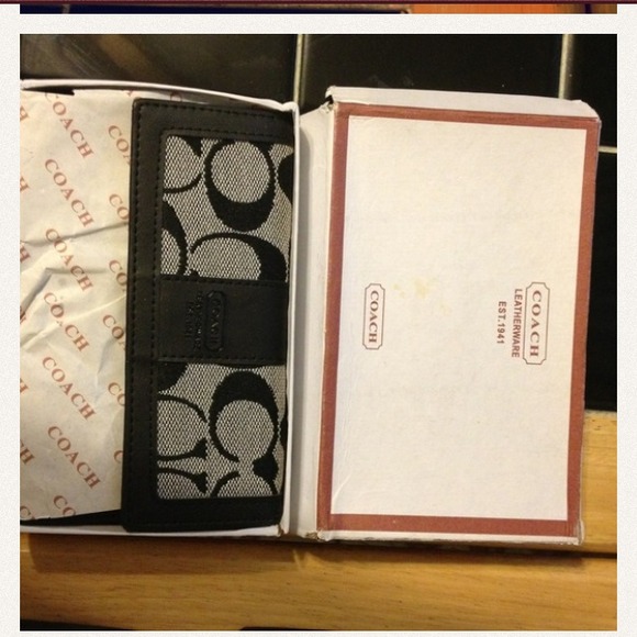 Black n light gray coach wallet