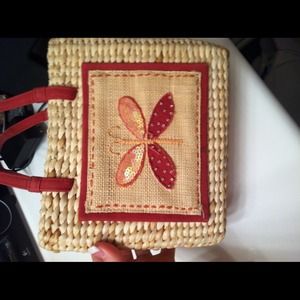 Cute straw purse with sequin butterfly. Adorable!