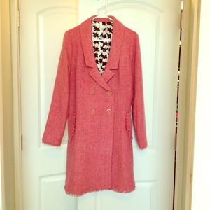 CABI Madison Avenue Pink Tweed Coat Size 14