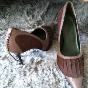 Michael Antonio faux suede, leather croc stiletto.