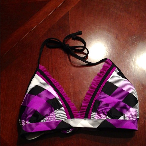 ***SOLD*** Purple& blk plaid bikini swimsuit top