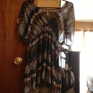 Colorful patterned sheer top!