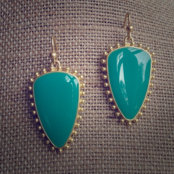 SOLDGreen Turquoise Upside Down Triangle Earrings - Picture 1 of 3