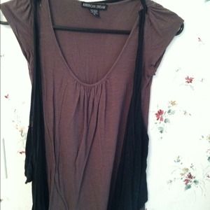 Brown/black tee with vest attached