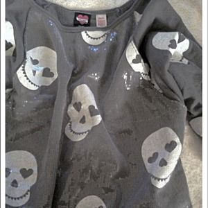 Hard Candy Sequin Skull Sweat Shirt.