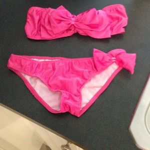 Pink bow bandeau bikini brand new