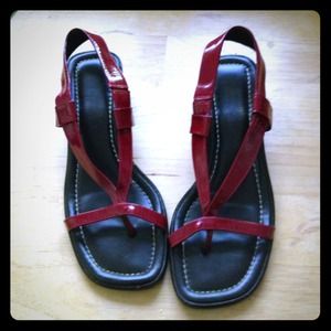 Donald Pilner red patent leather sandal