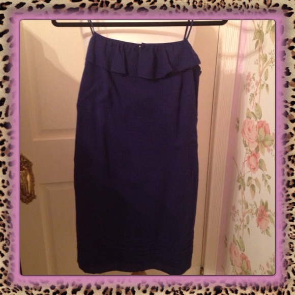 Ann Taylor Loft Navy Blue Ruffle Top Dress