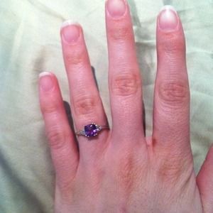 White Gold Amethyst Gemstone Ring