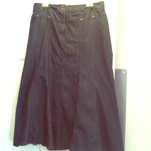 Larry Levine Long Denim Skirt