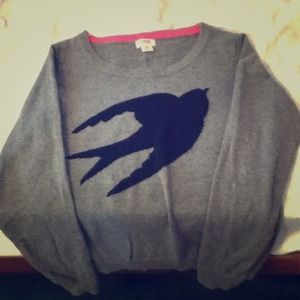 Gray Cropped Pullover with Bird