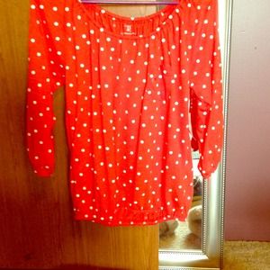 NEW red/orange polka dot shirt