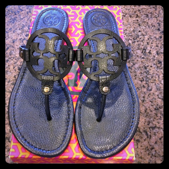Tory Burch Shoes - Sold***Navy leather Tory Burch Miller sandal
