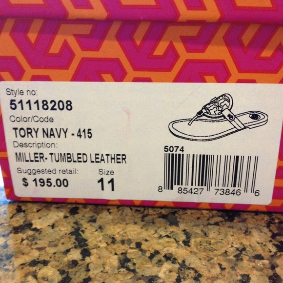 Sold***Navy leather Tory Burch Miller sandal - Picture 2 of 3