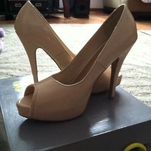 Nude Patent Leather Pumps