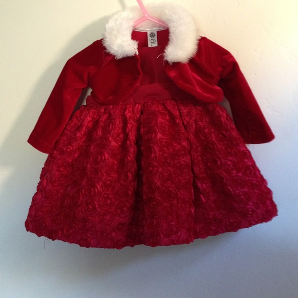 Baby's Christmas dress with velvet shrug